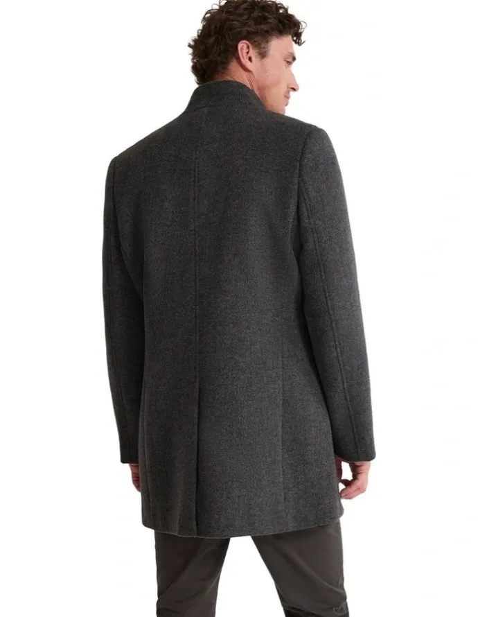 Oxford Dunbar Wool Rich Coat in Grey Herringbone