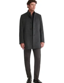 Oxford Dunbar Wool Rich Coat in Grey Herringbone