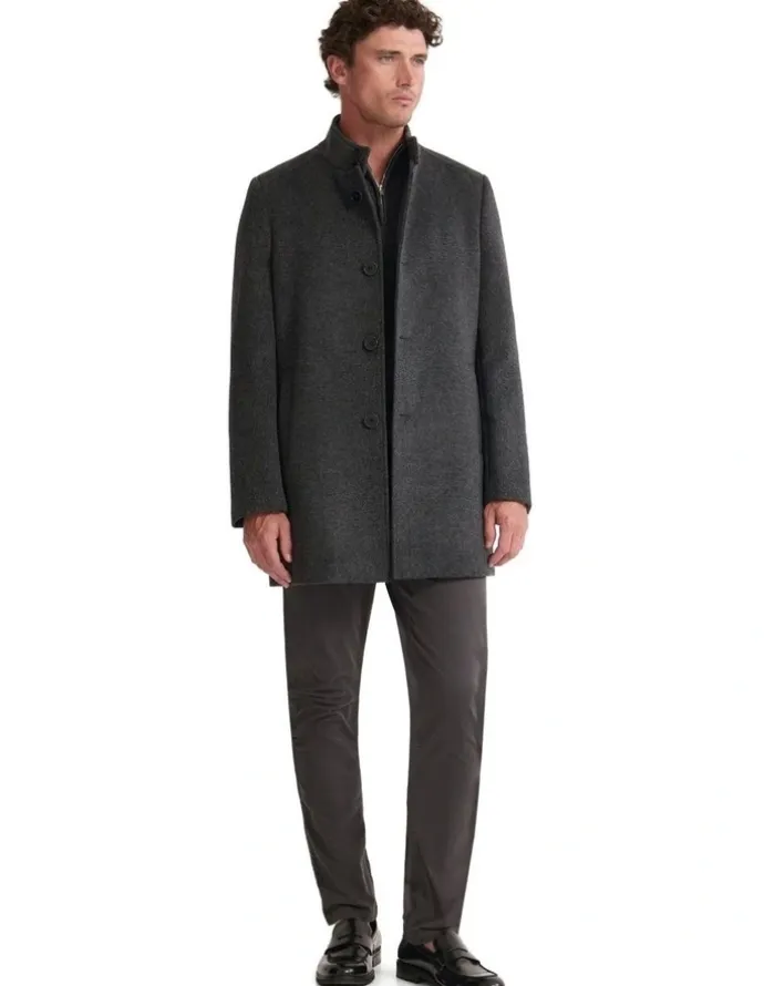 Oxford Dunbar Wool Rich Coat in Grey Herringbone