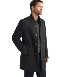 Oxford Dunbar Wool Rich Coat in Dark Olive