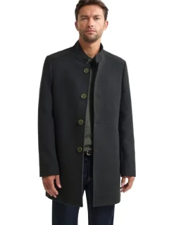 Oxford Dunbar Wool Rich Coat in Dark Olive