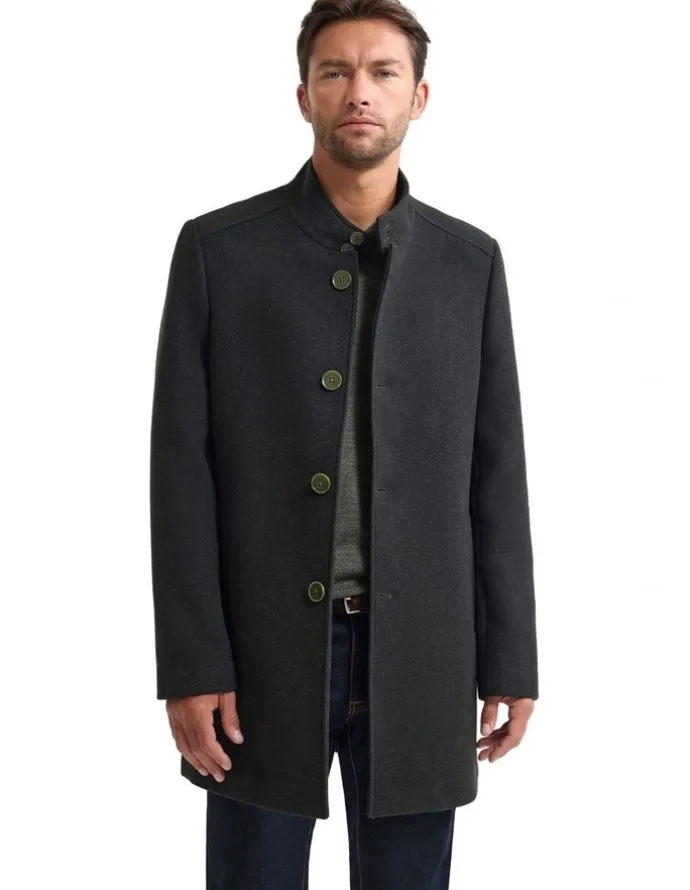 Oxford Dunbar Wool Rich Coat in Dark Olive
