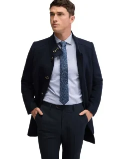Oxford Dunbar Wool Rich Overcoat in Navy