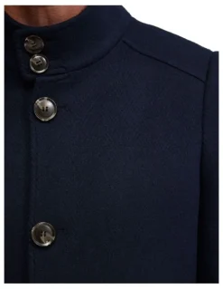 Oxford Dunbar Wool Rich Overcoat in Navy