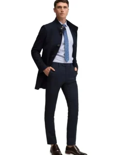 Oxford Dunbar Wool Rich Overcoat in Navy