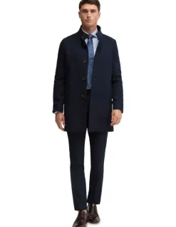 Oxford Dunbar Wool Rich Overcoat in Navy