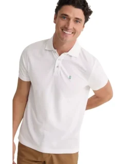 Oxford Dustin Organic Cotton 'O'Emb Polo Shirt in White