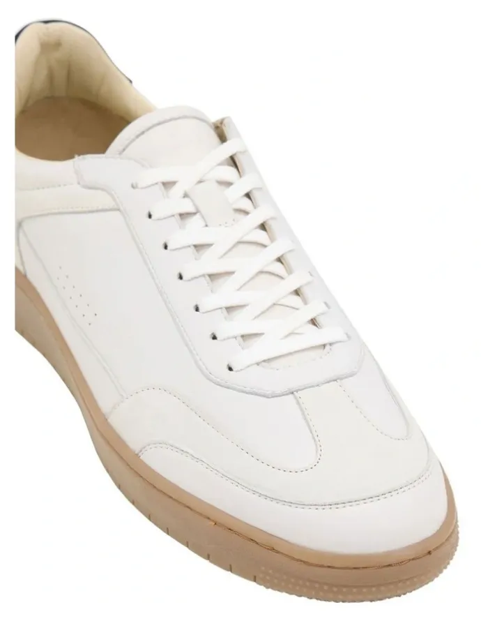 Oxford George Leather Sneaker in White/Chalk