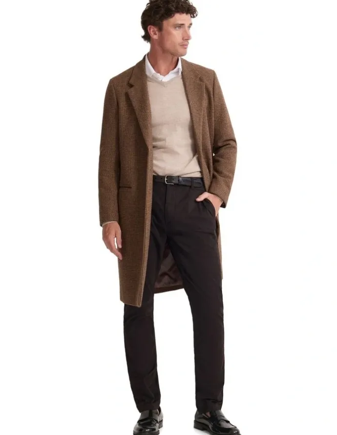 Oxford George Wool Rich Coat in Brown Mini Check