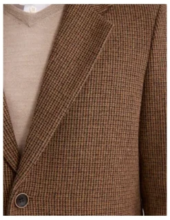 Oxford George Wool Rich Coat in Brown Mini Check
