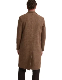 Oxford George Wool Rich Coat in Brown Mini Check