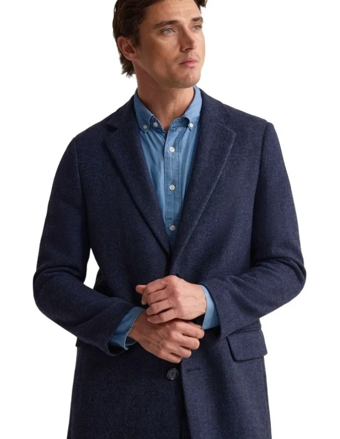 Oxford George Wool Rich Coat in Navy