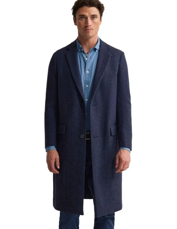 Oxford George Wool Rich Coat in Navy