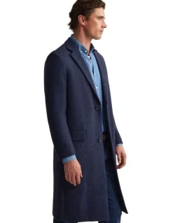 Oxford George Wool Rich Coat in Navy