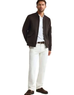 Oxford Hamish Wool Blend Bomber Jacket in Chocolate