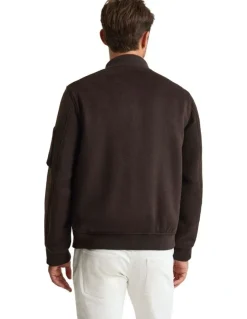 Oxford Hamish Wool Blend Bomber Jacket in Chocolate