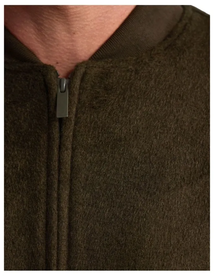 Oxford Hamish Wool Blend Bomber Jacket in Dark Olive
