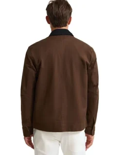 Oxford Jamie Cotton Cavalry Twill Jacket in Brown