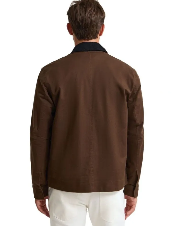 Oxford Jamie Cotton Cavalry Twill Jacket in Brown