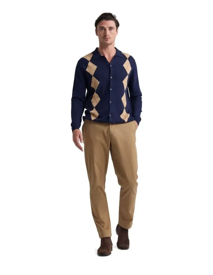 Oxford Justin Argyle Cardigan in Navy