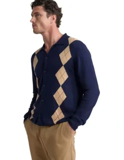 Oxford Justin Argyle Cardigan in Navy