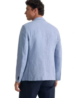 Oxford Milton Linen Blend Blazer in Sky