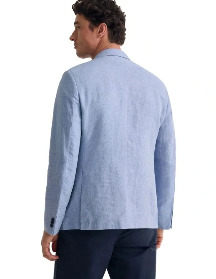 Oxford Milton Linen Blend Blazer in Sky