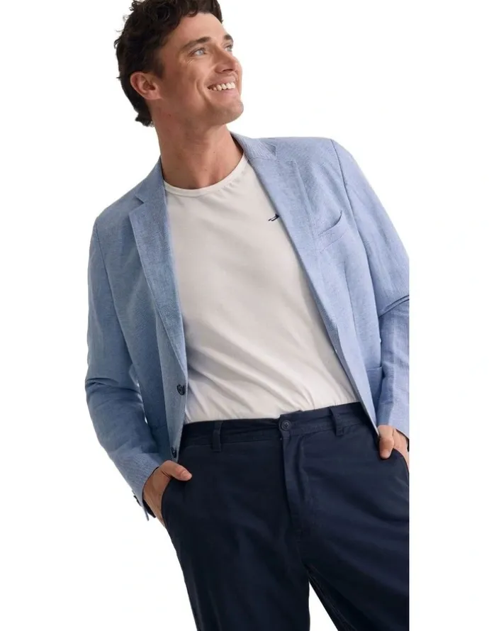 Oxford Milton Linen Blend Blazer in Sky
