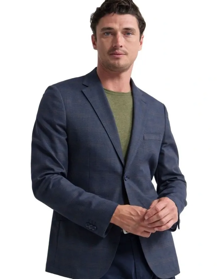 Oxford Milton Stretch Cotton Blazer in Navy