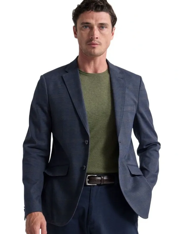 Oxford Milton Stretch Cotton Blazer in Navy
