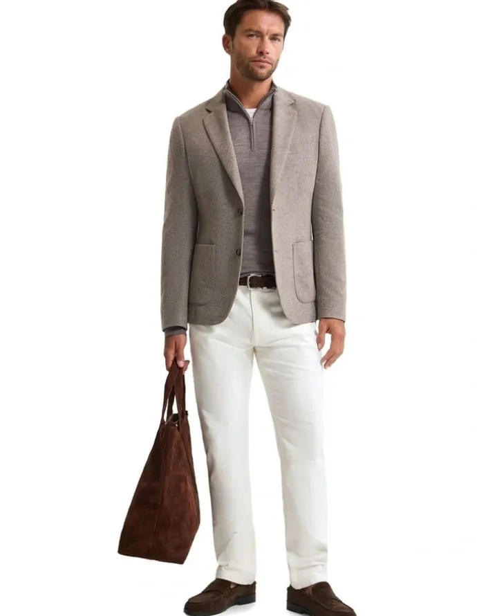 Oxford Milton Wool Blend Blazer in Natural