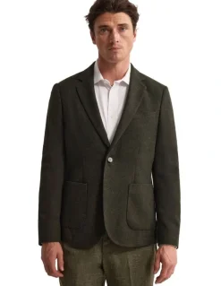 Oxford Milton Wool Blend Blazer in Olive