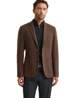 Oxford Milton Wool Blend Blazer in Bark
