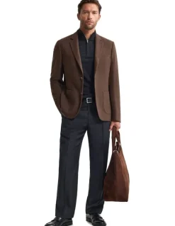 Oxford Milton Wool Blend Blazer in Bark