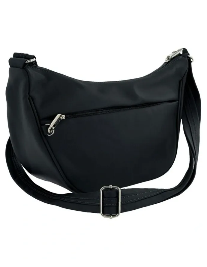 PIERRE CARDIN Anti-Theft Nylon Crescent Cross-body Bag in Black
