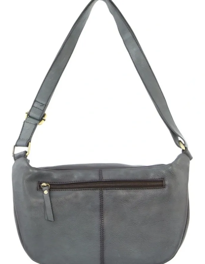 PIERRE CARDIN Burnished Leather Sling Bag in Black