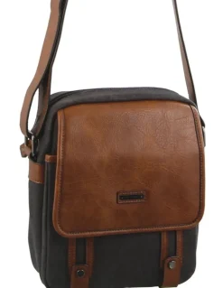 PIERRE CARDIN Canvas Cross Body Bag in Black