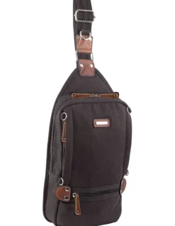 PIERRE CARDIN Canvas Cross Body Sling Bag in Black