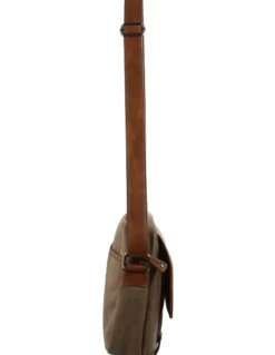 PIERRE CARDIN Canvas Cross Body Messenger Sling Bag in Brown/Cognac