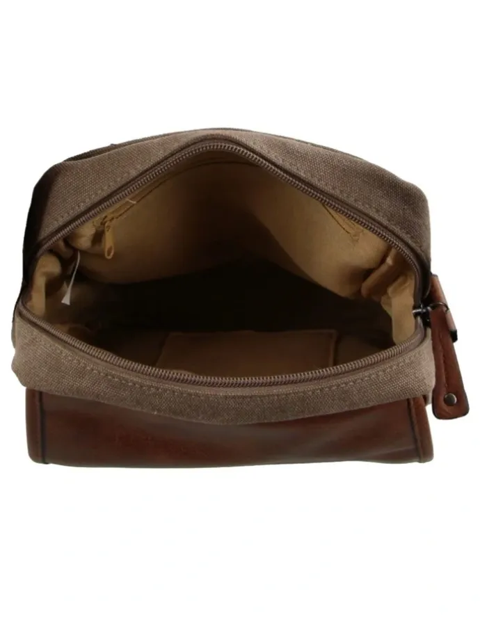PIERRE CARDIN Canvas Cross Body Messenger Sling Bag in Brown/Cognac