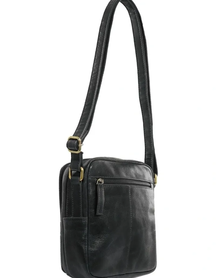 PIERRE CARDIN Classic Leather Crossbody Bag in Black