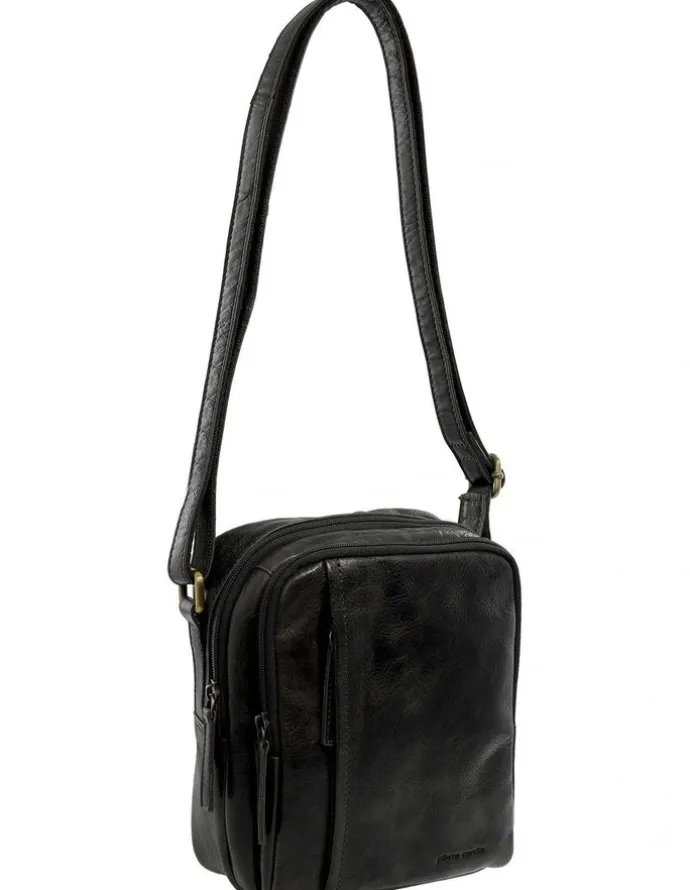 PIERRE CARDIN Classic Leather Crossbody Bag in Black