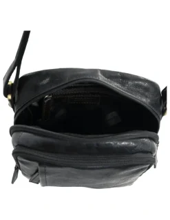 PIERRE CARDIN Classic Leather Crossbody Bag in Black