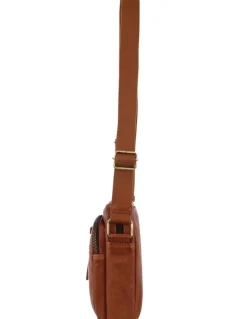 PIERRE CARDIN Italian Leather Cross-Body Bag in Cognac