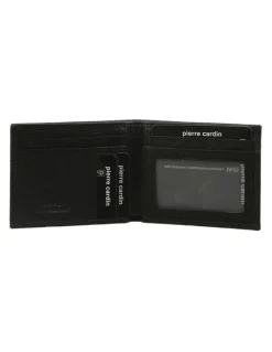 PIERRE CARDIN Italian Leather Bi-Fold Wallet in Black