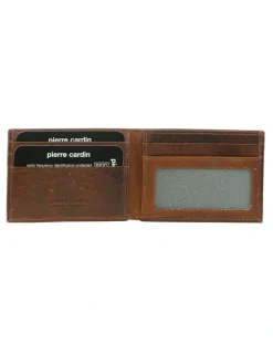 PIERRE CARDIN Italian Leather Bi-Fold Men's Wallet in Cognac