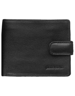 PIERRE CARDIN Italian Leather Tab Wallet in Black