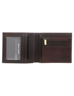 PIERRE CARDIN Italian Leather Tri-Fold Wallet in Chocolate