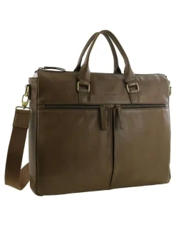 PIERRE CARDIN Italian Leather Business Briefcase/Messenger Bag in Oak