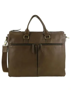 PIERRE CARDIN Italian Leather Business Briefcase/Messenger Bag in Oak
